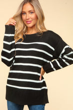 Load image into Gallery viewer, Striped Contrast Side Slit Sweater
