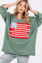 Load image into Gallery viewer, American Flag Patch Drop Shoulder T-Shirt
