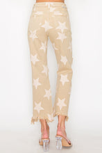 Load image into Gallery viewer, RISEN High Rise Star Printed Frayed Hem Jeans
