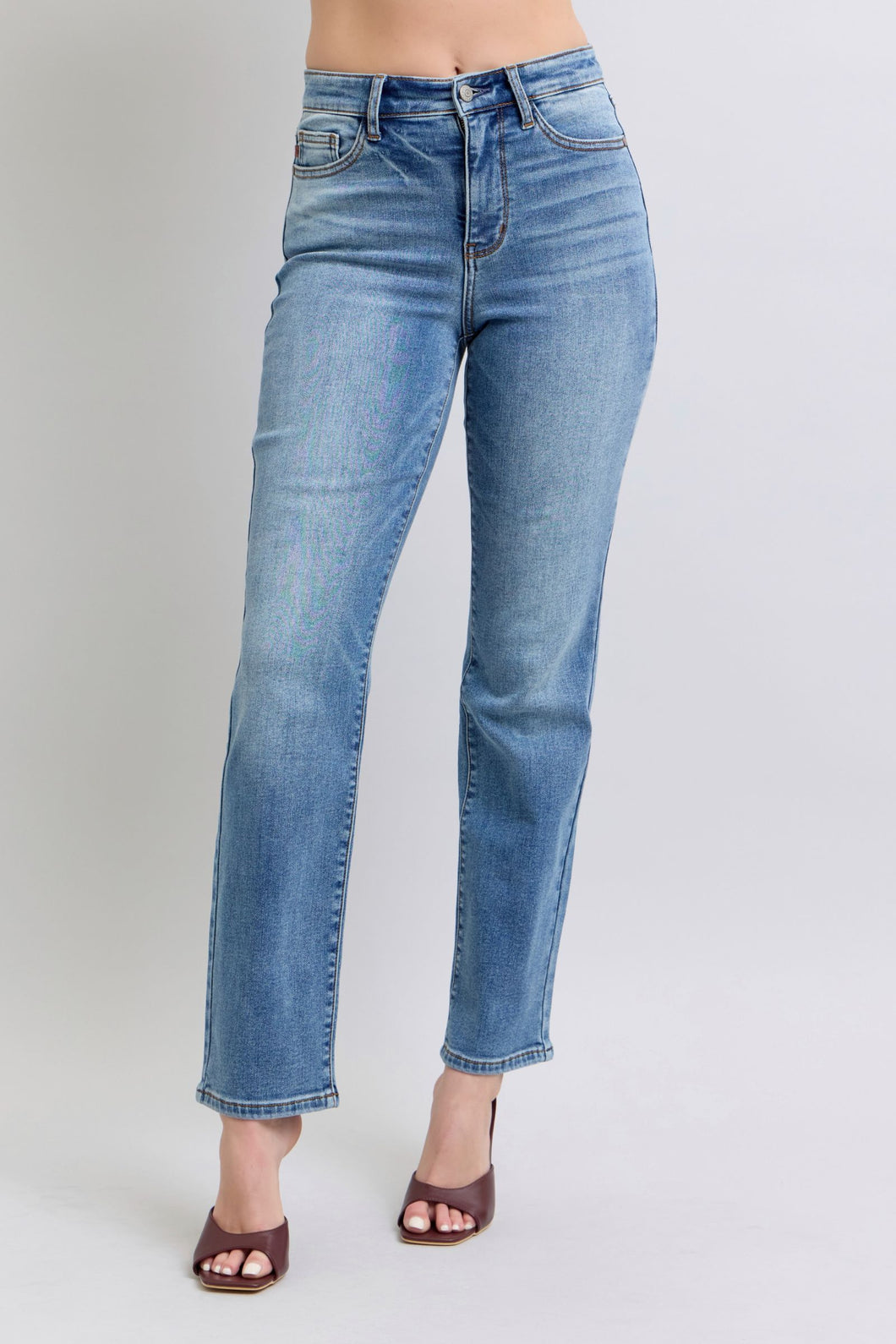 Judy Blue Run Vintage Wash Thermal Straight Jeans