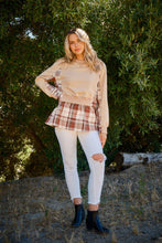 Load image into Gallery viewer, Double Layered Plaid Contrast Sweatshirt
