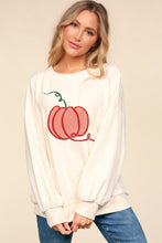 Load image into Gallery viewer, Embroidery Pumpkin Long Sleeve Knit Top
