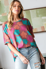 Load image into Gallery viewer, Floral Round Neck Side Slit T-Shirt
