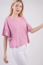 Load image into Gallery viewer, Texture Ruffle Short Sleeve Top
