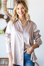 Load image into Gallery viewer, Ditsy Dot Button Down Collared Satin Shirt
