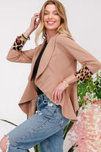 Load image into Gallery viewer, Rolled Leopard Cuff Open Front Blazer
