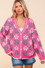 Load image into Gallery viewer, Floral Jacquard V-Neck Button Up Cardigan
