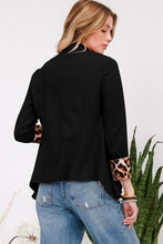 Load image into Gallery viewer, Rolled Leopard Cuff Open Front Blazer
