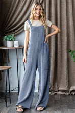 Load image into Gallery viewer, Ribbed Front Pocket Sleeveless Jumpsuit - Blue
