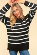 Load image into Gallery viewer, Striped Contrast Side Slit Sweater
