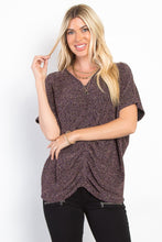 Load image into Gallery viewer, Lurex Center Elastic Cinched Knit Top
