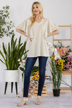 Load image into Gallery viewer, V-Neck Lace Trim Flutter Sleeve Top
