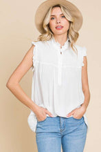 Load image into Gallery viewer, Frill Edge Smocked Sleeveless Top
