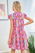 Load image into Gallery viewer, Printed Ruffle Cap Sleeve Tiered Dress
