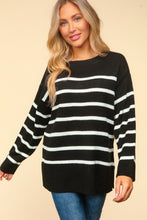 Load image into Gallery viewer, Striped Contrast Side Slit Sweater
