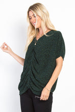 Load image into Gallery viewer, Lurex Center Elastic Cinched Knit Top
