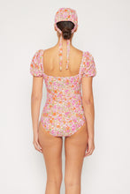 Load image into Gallery viewer, Floral Puff Sleeve One-Piece Swimsuit
