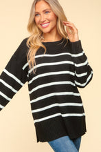 Load image into Gallery viewer, Striped Contrast Side Slit Sweater
