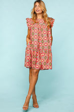 Load image into Gallery viewer, Ruffled Printed Dress with Side Pockets
