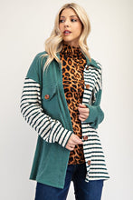 Load image into Gallery viewer, Striped Button Up Dropped Shoulder Shacket
