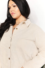 Load image into Gallery viewer, Oversized Corduroy  Button-Down Tunic Shirt with Bust Pocket
