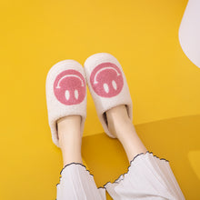 Load image into Gallery viewer, Smiley Face Slippers - White with Pink
