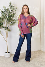 Load image into Gallery viewer, Pink Floral V-Neck Long Sleeve Top
