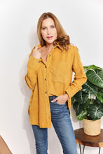 Load image into Gallery viewer, Oversized Corduroy  Button-Down Tunic Shirt with Bust Pocket
