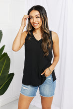 Load image into Gallery viewer, Chance of Sun Ribbed V-Neck Tank in Black
