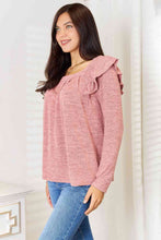 Load image into Gallery viewer, Square Neck Ruffle Shoulder Long Sleeve T-Shirt
