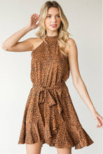 Load image into Gallery viewer, Leopard Belted Sleeveless Dress
