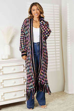 Load image into Gallery viewer, Multicolored Open Front Fringe Hem Cardigan
