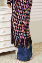 Load image into Gallery viewer, Multicolored Open Front Fringe Hem Cardigan
