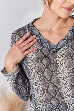 Load image into Gallery viewer, Snakeskin V-Neck Long Sleeve Top
