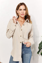 Load image into Gallery viewer, Oversized Corduroy  Button-Down Tunic Shirt with Bust Pocket
