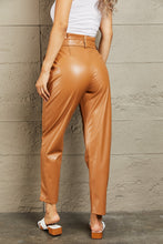 Load image into Gallery viewer, Powerful You Faux Leather Paperbag Waist Pants
