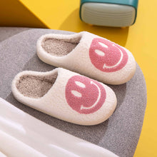 Load image into Gallery viewer, Smiley Face Slippers - White with Pink
