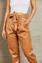 Load image into Gallery viewer, Powerful You Faux Leather Paperbag Waist Pants
