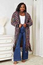 Load image into Gallery viewer, Multicolored Open Front Fringe Hem Cardigan
