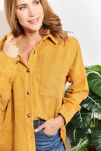 Load image into Gallery viewer, Oversized Corduroy  Button-Down Tunic Shirt with Bust Pocket
