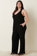 Load image into Gallery viewer, Rib Knit V-Neck Cross Back Jumpsuit
