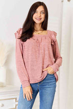 Load image into Gallery viewer, Square Neck Ruffle Shoulder Long Sleeve T-Shirt
