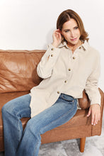 Load image into Gallery viewer, Oversized Corduroy  Button-Down Tunic Shirt with Bust Pocket
