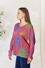 Load image into Gallery viewer, Pink Floral V-Neck Long Sleeve Top
