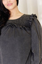 Load image into Gallery viewer, Mineral Wash Smocked Round Neck Blouse
