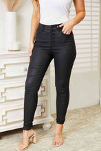 Load image into Gallery viewer, Kancan High Rise Black Coated Ankle Skinny Jeans
