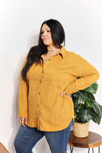 Load image into Gallery viewer, Oversized Corduroy  Button-Down Tunic Shirt with Bust Pocket
