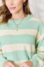 Load image into Gallery viewer, Contrast Striped Round Neck Sweater
