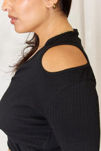 Load image into Gallery viewer, Ribbed Surplice Cold Shoulder Top
