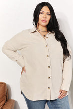 Load image into Gallery viewer, Oversized Corduroy  Button-Down Tunic Shirt with Bust Pocket
